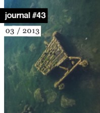 e-flux journal is a monthly art publication featuring essays and contributions by some of the most engaged artists and thinkers working today. (issue 43 pictured)