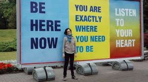 Susan O'Malley with her work at the Art Moves Festival, Fryderyka Chopina, Toruń, Poland, 2012. (Photo: Christine Wong Yap)